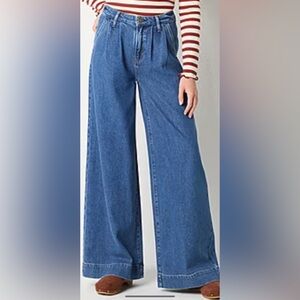 Women's Blue High-Rise Wide-Leg Jeans